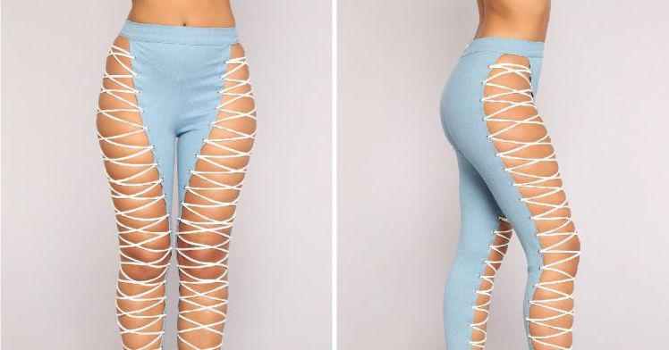 Женские джинсы со шнуровкой
