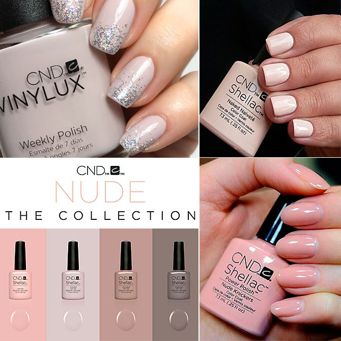 свадебный маникюр CND Shellac NUDE французский гель лаки новинки