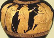 Древнегреческая амфора с изображением Суда Париса